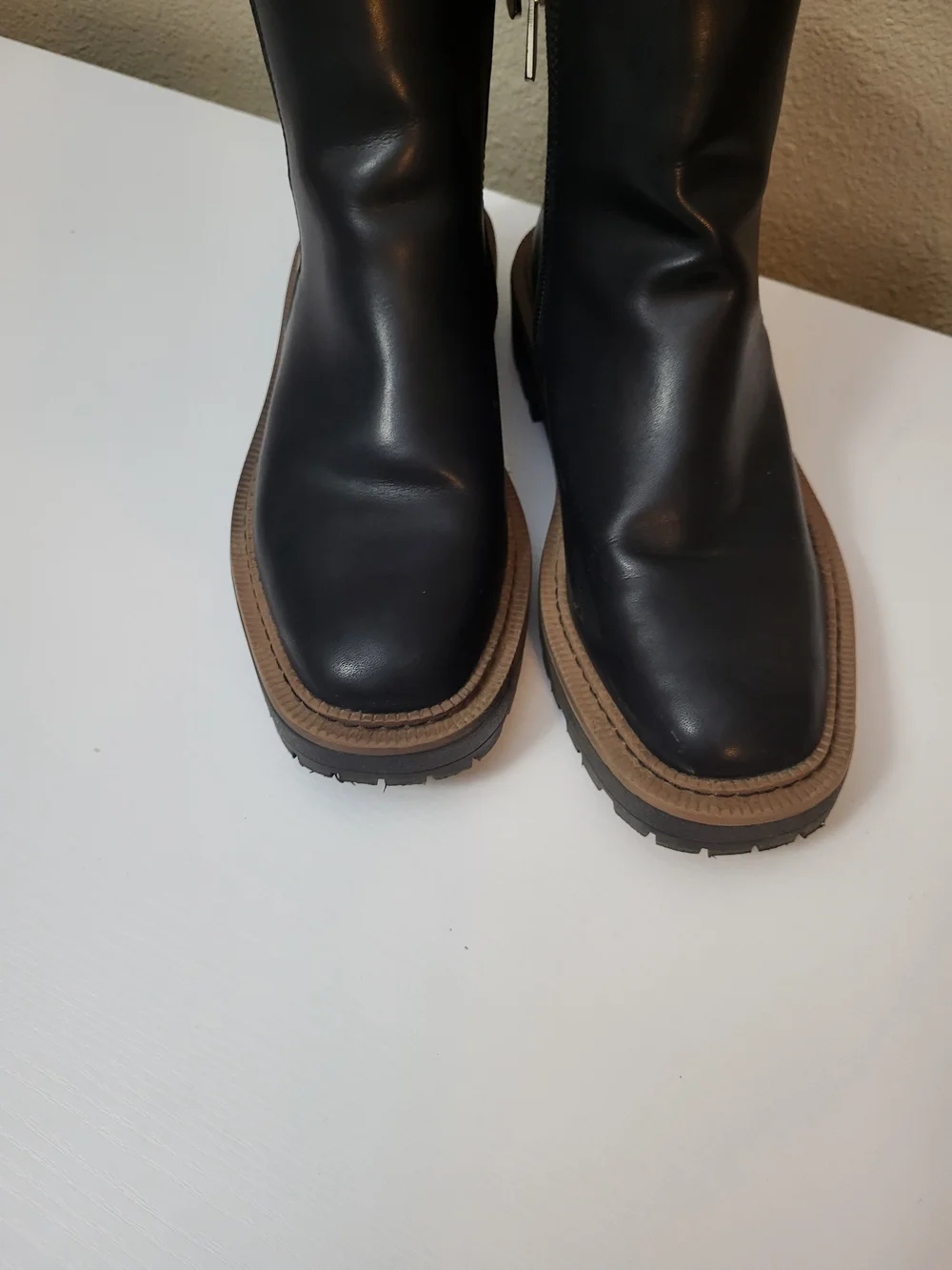 Sam Edelman Women Laguna Black Weatherproof Chelsea Leather Lug Boots size 4